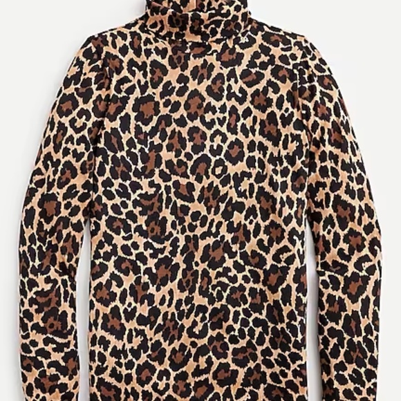 J. Crew NWOT Tissue Turtleneck in Leopard Size S - Picture 2 of 6